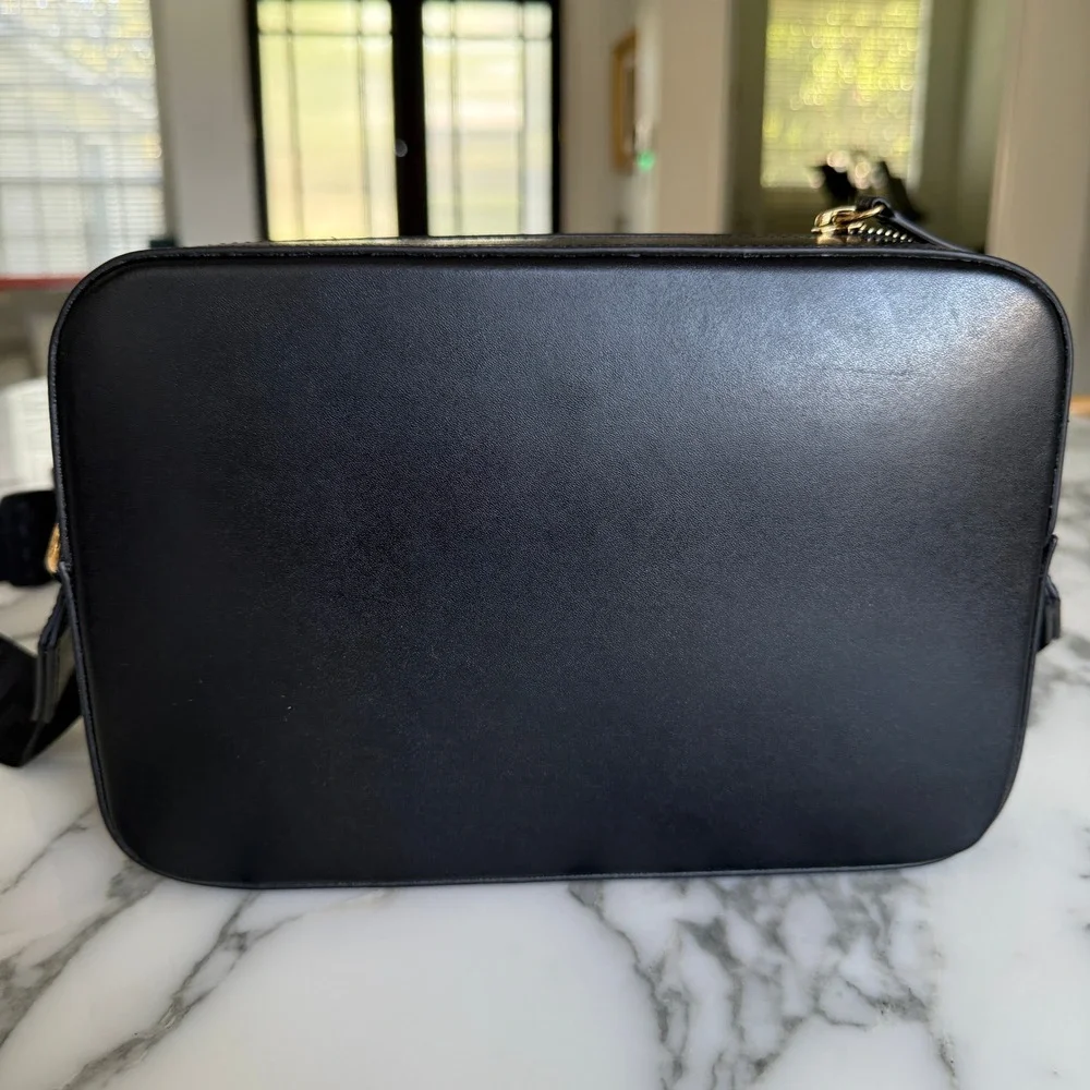 Versace Black Box Leather Shoulder Bag Embossed Greca Crossbody 1010737 Italy